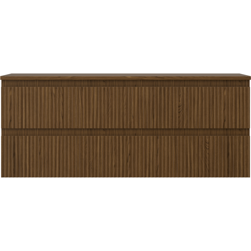 Mexen Rivel kúpeľňová skrinka pod umývadlo 120 cm s doskou, 2 zásuvky, ryhovaná, orech - 91A20-12047-2-BFFC86