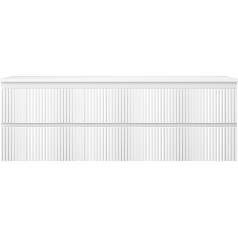 Mexen Rivel kúpeľňová skrinka pod umývadlo 140 cm s doskou, 2 zásuvky, ryhovaná, biela matná - 91A20-14047-2-BFFC01
