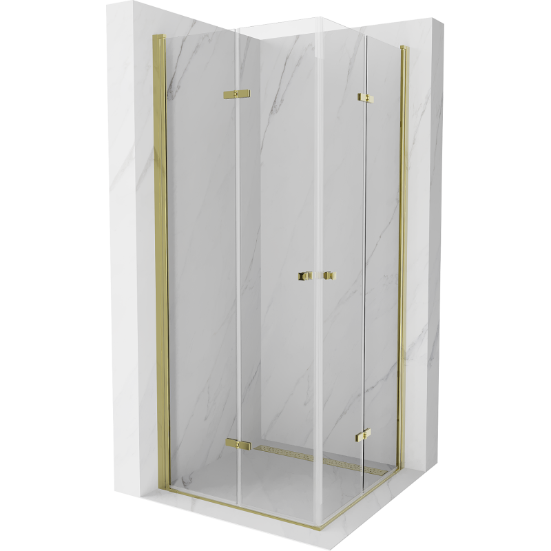 Mexen Lima Duo skladací sprchovací kút 80 x 80 cm, transparentný, zlatý - 856-080-080-50-00-02