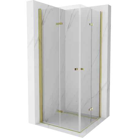 Mexen Lima Duo posuvná sprchová kabína 80 x 80 cm, transparentná, zlatá - 856-080-080-50-00-02