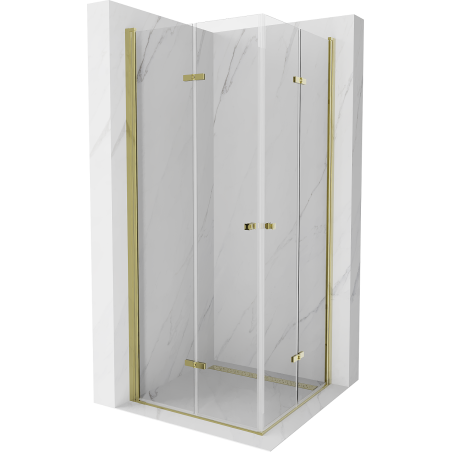 Mexen Lima Duo skladacia sprchová kabína 90 x 90 cm, priehľadná, zlatá - 856-090-090-50-00-02