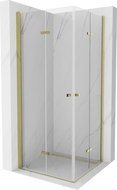 Mexen Lima Duo skladacia sprchová kabína 90 x 90 cm, priehľadná, zlatá - 856-090-090-50-00-02
