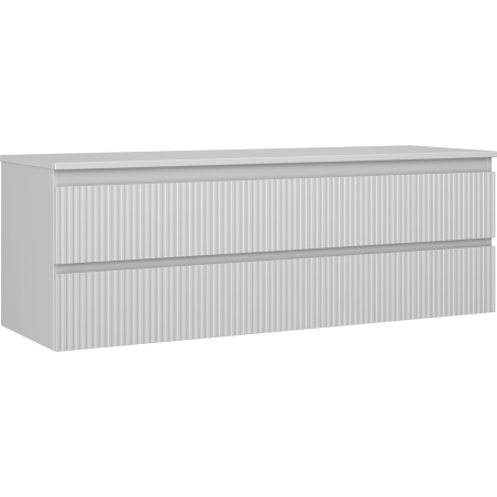Mexen Rivel kúpeľňová skrinka pod umývadlo 140 cm s pracovnou doskou, 2 zásuvky, ryhovaná, sivá matná - 91A20-14047-2-BFFC62