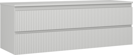 Mexen Rivel kúpeľňová skrinka pod umývadlo 140 cm s pracovnou doskou, 2 zásuvky, ryhovaná, sivá matná - 91A20-14047-2-BFFC62