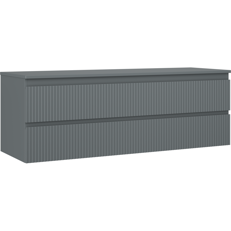 Mexen Rivel kúpeľňová skrinka pod umývadlo 140 cm s doskou, 2 zásuvky, ryhovaná, grafit mat - 91A20-14047-2-BFFC66