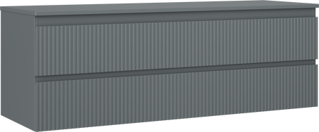 Mexen Rivel kúpeľňová skrinka pod umývadlo 140 cm s doskou, 2 zásuvky, ryhovaná, grafit mat - 91A20-14047-2-BFFC66