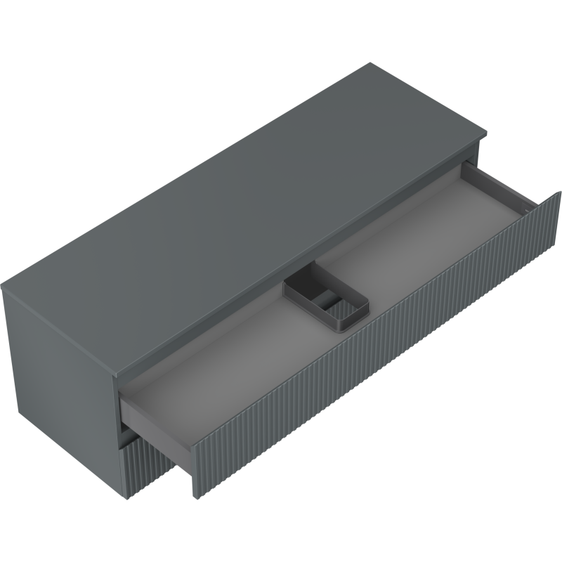 Mexen Rivel kúpeľňová skrinka pod umývadlo 140 cm s doskou, 2 zásuvky, ryhovaná, grafit mat - 91A20-14047-2-BFFC66