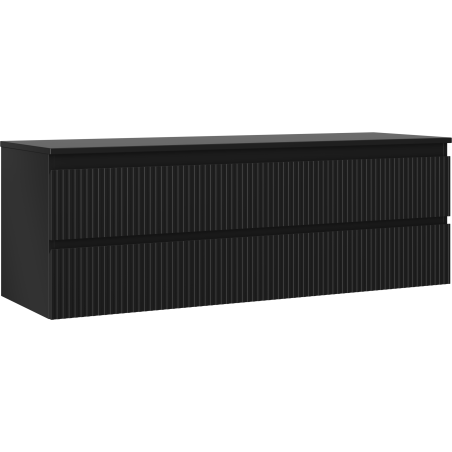 Mexen Rivel kúpeľňová skrinka pod umývadlo 140 cm s doskou, 2 zásuvky, ryhovaná, čierna matná - 91A20-14047-2-BFFC71