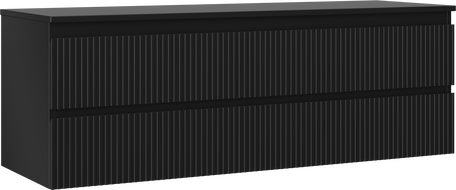 Mexen Rivel kúpeľňová skrinka pod umývadlo 140 cm s doskou, 2 zásuvky, ryhovaná, čierna matná - 91A20-14047-2-BFFC71