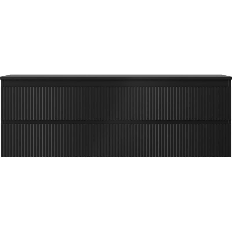 Mexen Rivel kúpeľňová skrinka pod umývadlo 140 cm s doskou, 2 zásuvky, ryhovaná, čierna matná - 91A20-14047-2-BFFC71