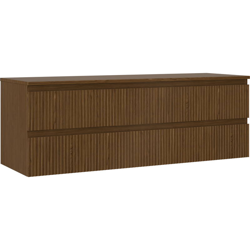 Mexen Rivel kúpeľňová skrinka pod umývadlo 140 cm s pracovnou doskou, 2 zásuvky, ryhovaná, orech - 91A20-14047-2-BFFC86