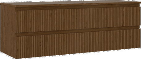 Mexen Rivel kúpeľňová skrinka pod umývadlo 140 cm s pracovnou doskou, 2 zásuvky, ryhovaná, orech - 91A20-14047-2-BFFC86