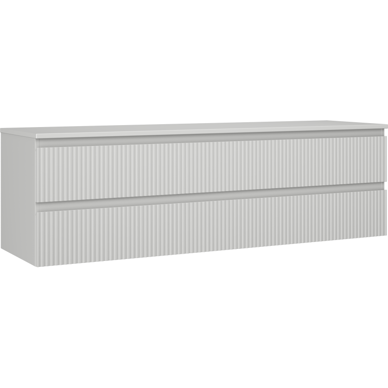 Mexen Rivel kúpeľňová skrinka pod umývadlo 160 cm s pracovnou doskou, 2 zásuvky, ryhované, sivý mat - 91A20-16047-2-BFFC62