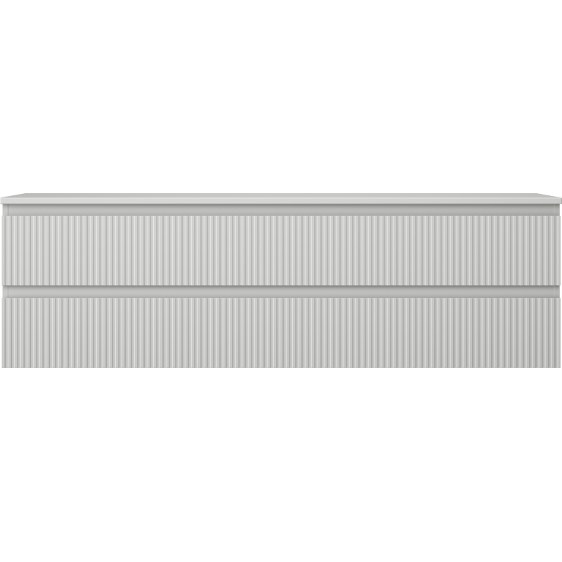 Mexen Rivel kúpeľňová skrinka pod umývadlo 160 cm s pracovnou doskou, 2 zásuvky, ryhované, sivý mat - 91A20-16047-2-BFFC62
