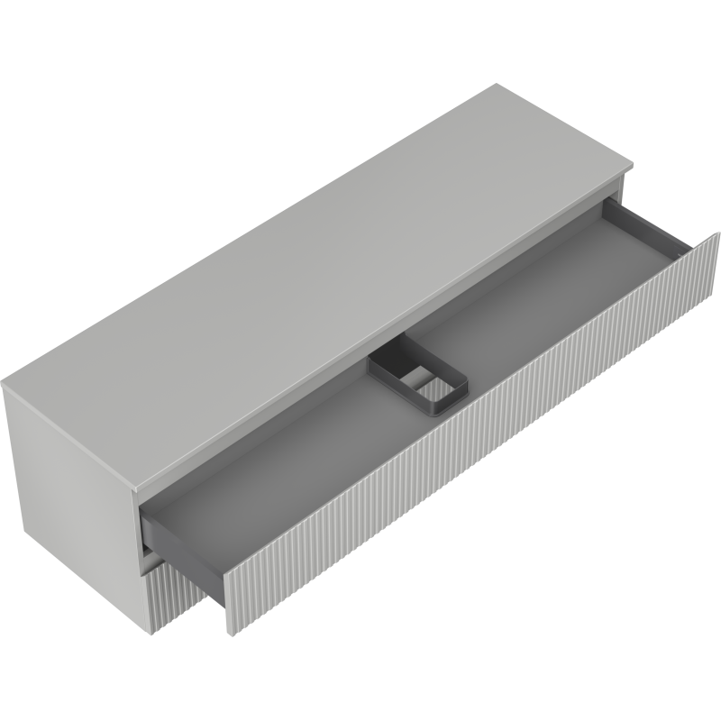 Mexen Rivel kúpeľňová skrinka pod umývadlo 160 cm s pracovnou doskou, 2 zásuvky, ryhované, sivý mat - 91A20-16047-2-BFFC62