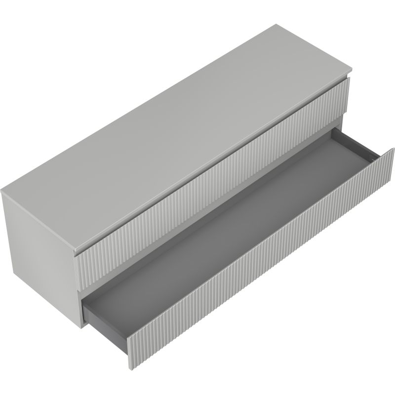 Mexen Rivel kúpeľňová skrinka pod umývadlo 160 cm s pracovnou doskou, 2 zásuvky, ryhované, sivý mat - 91A20-16047-2-BFFC62