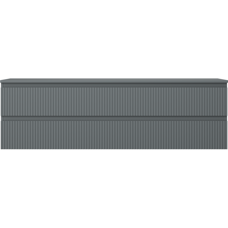 Mexen Rivel kúpeľňová skrinka pod umývadlo 160 cm s doskou, 2 zásuvky, drážkovaná, grafit mat - 91A20-16047-2-BFFC66