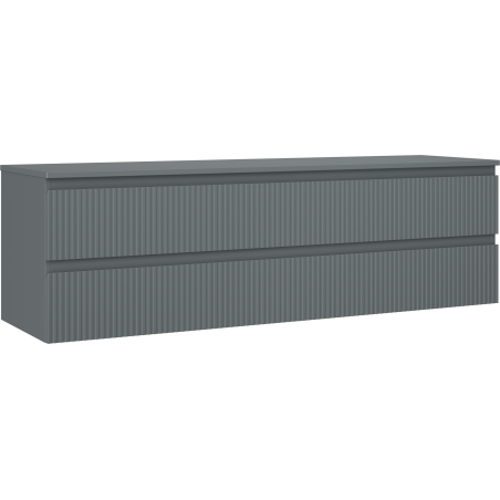 Mexen Rivel kúpeľňová skrinka pod umývadlo 160 cm s doskou, 2 zásuvky, drážkovaná, grafit mat - 91A20-16047-2-BFFC66