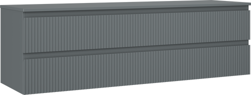 Mexen Rivel kúpeľňová skrinka pod umývadlo 160 cm s doskou, 2 zásuvky, drážkovaná, grafit mat - 91A20-16047-2-BFFC66