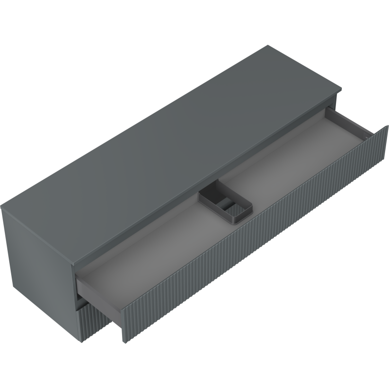 Mexen Rivel kúpeľňová skrinka pod umývadlo 160 cm s doskou, 2 zásuvky, drážkovaná, grafit mat - 91A20-16047-2-BFFC66