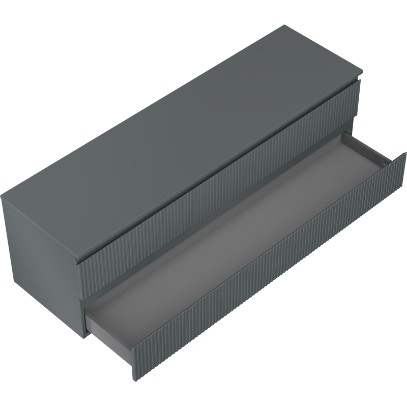 Mexen Rivel kúpeľňová skrinka pod umývadlo 160 cm s doskou, 2 zásuvky, drážkovaná, grafit mat - 91A20-16047-2-BFFC66