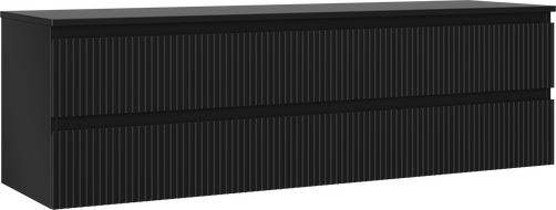 Mexen Rivel kúpeľňová skrinka pod umývadlo 160 cm s doskou, 2 zásuvky, drážkovaná, čierna matná - 91A20-16047-2-BFFC71