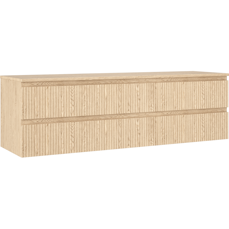 Mexen Rivel kúpeľňová skrinka pod umývadlo 160 cm so stolom, 2 zásuvky, ryhovaná, dub - 91A20-16047-2-BFFC81