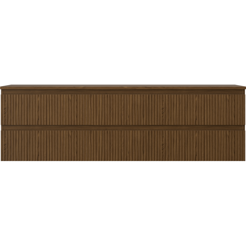 Mexen Rivel kúpeľňová skrinka pod umývadlo 160 cm s doskou, 2 zásuvky, ryhovaná, orech - 91A20-16047-2-BFFC86