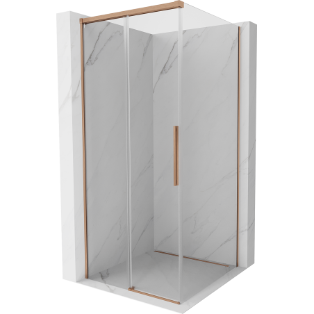 Mexen Rox posuvná sprchová kabína 100 x 100 cm, transparentná, brúsená meď - 8C2-100-100-65-00