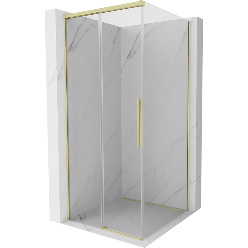 Mexen Rox posuvný sprchový kút 100 x 100 cm, transparentný, zlatý kartáčovaný - 8C2-100-100-55-00