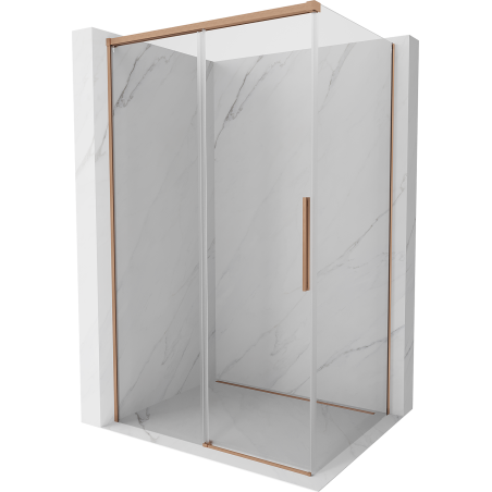Mexen Rox sprchový kút posuvný 100 x 110 cm, transparentný, brúsená meď - 8C2-100-110-65-00