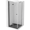 Mexen Lima skladací sprchový kút 80 x 80 cm, transparentný, čierny + vanička Flat, čierna - 856-080-080-70-00-4070B