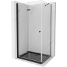 Mexen Lima skladací sprchovací kút 100 x 80 cm, priehľadný, čierny + vanička Flat, čierna - 856-100-080-70-00-4070B