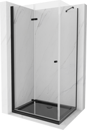 Mexen Lima skladacia sprchová kabína 100 x 80 cm, transparentná, čierna + vanička Flat, čierna - 856-100-080-70-00-4070B