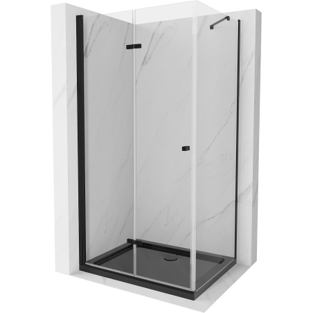 Mexen Lima skladací sprchovací kút 80 x 120 cm, transparentný, čierny + vanička Flat, čierna - 856-080-120-70-00-4070B