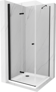Mexen Lima skladací sprchovací kút 70 x 70 cm, transparentný, čierny + vanička Flat, biela - 856-070-070-70-00-4010B