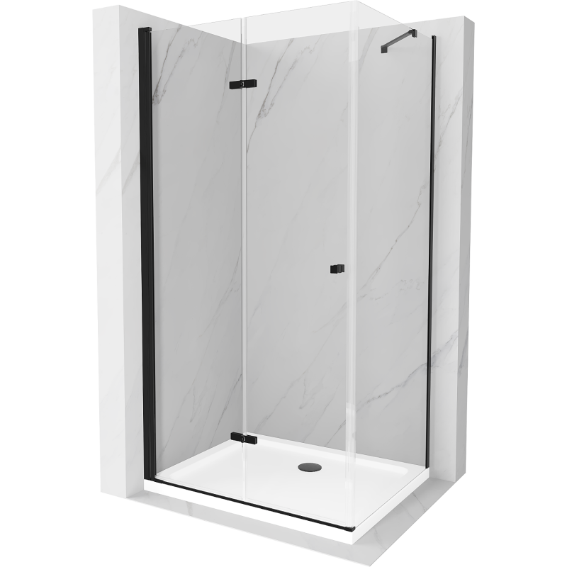 Mexen Lima sprchová kabína skladacia 90 x 100 cm, transparentná, čierna + vanička Flat, biela - 856-090-100-70-00-4010B