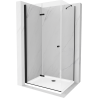 Mexen Lima skladací sprchovací kút 90 x 100 cm, transparentný, čierny + vanička Flat, biela - 856-090-100-70-00-4010B