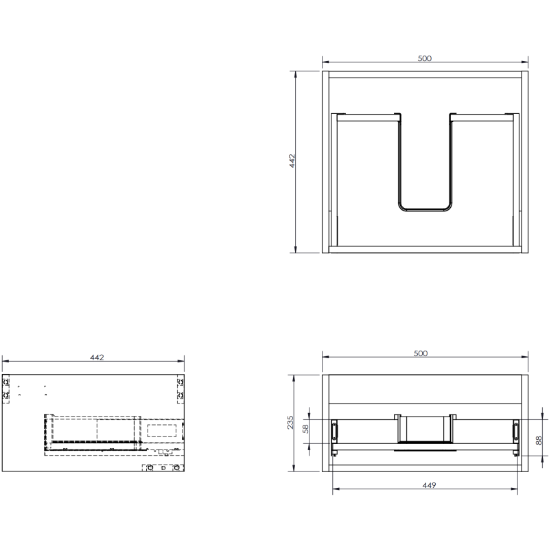 Mexen Orio kúpeľňová skrinka 50 cm s umývadlom Otis, 1 zásuvka, grafit mat/biela mat - 91A10-05023-1-BF66-W18M01