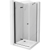 Mexen Lima skladací sprchový kút 100 x 100 cm, transparentný, čierny + vanička Flat, biela - 856-100-100-70-00-4010B
