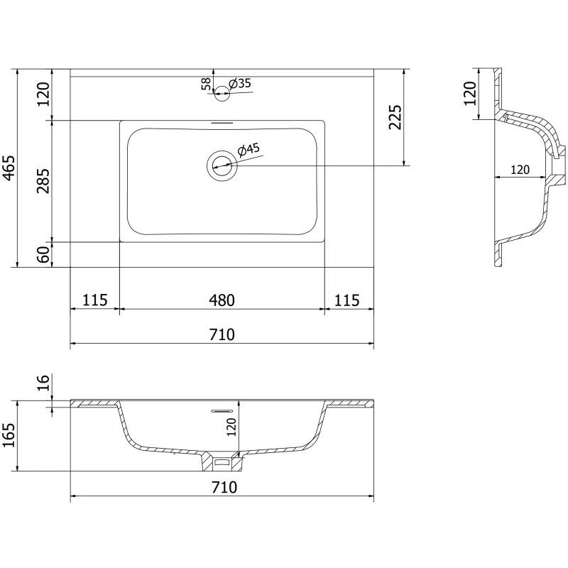 Mexen Orio kúpeľňová skrinka 70 cm s umývadlom Otis, 1 zásuvka, sivá matná/biela matná - 91A10-07023-1-BF62-W18M01