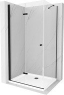 Mexen Lima skladací sprchový kút 120 x 70 cm, transparentný, čierny + vanička Flat, biela - 856-120-070-70-00-4010B