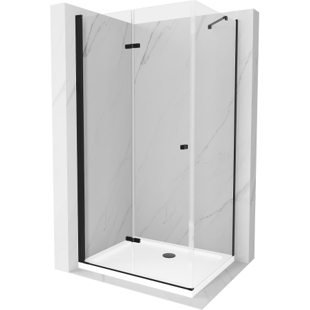 Mexen Lima skladací sprchovací kút 120 x 80 cm, transparentný, čierny + sprchová vanička Flat, biela - 856-120-080-70-00-4010B