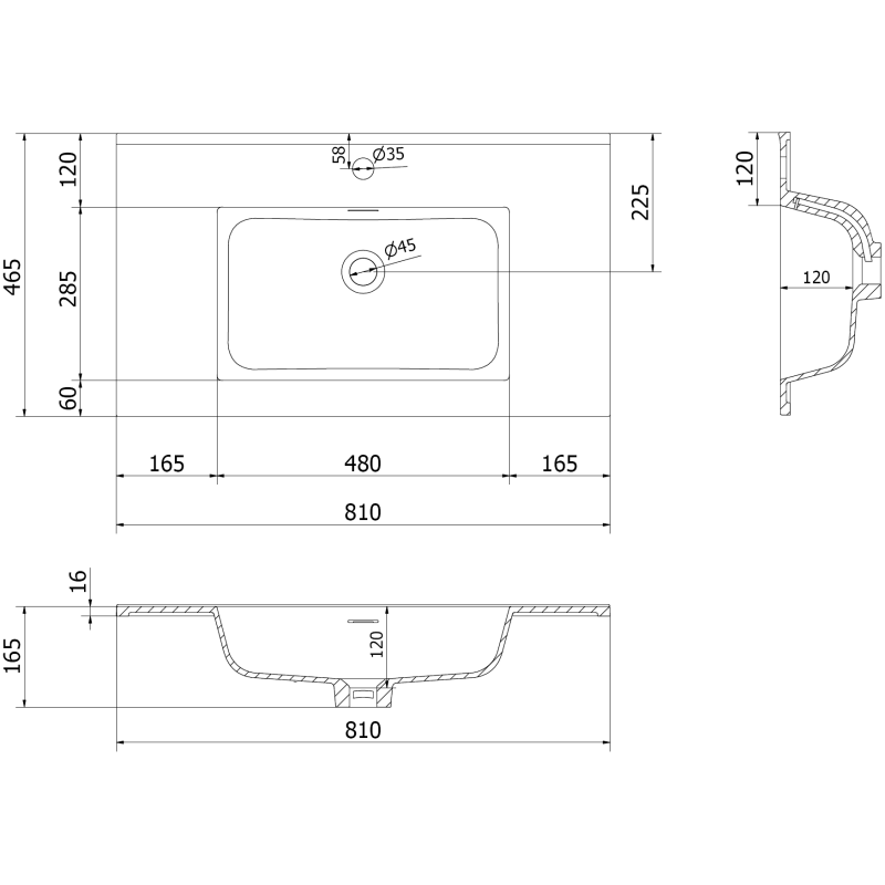 Mexen Orio kúpeľňová skrinka 80 cm s umývadlom Otis, 1 zásuvka, čierny lesk/čierny mat - 91A10-08023-1-BF70-W18M71