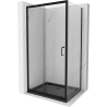 Mexen Apia sprchový kút posuvný 100 x 70 cm, priehľadný, čierny + vanička Flat, čierna - 840-100-070-70-00-4070B