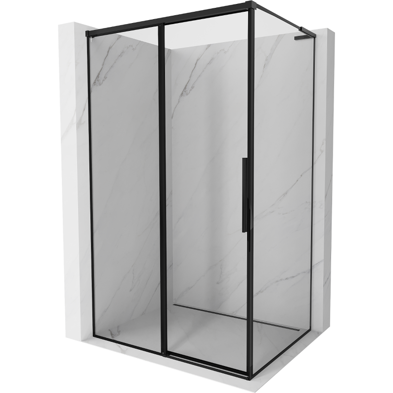 Mexen Rox L sprchový kút posuvný ľavý 115 x 110 cm, čierny rám, čierny - 8C2L-115-110-70-70-L
