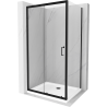 Mexen Apia sprchovací kút posuvný 130 x 100 cm, transparentný, čierny + vanička Flat, biela- 840-130-100-70-00-4010B