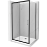 Mexen Apia posuvná sprchová kabína 130 x 90 cm, transparentná, čierna + sprchová vanička Flat, biela - 840-130-090-70-00-4010B