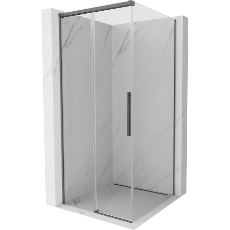 Mexen Rox sprchový kút posuvný 95 x 95 cm, transparentný, kartáčovaná zbraňová šedá - 8C2-095-095-66-00