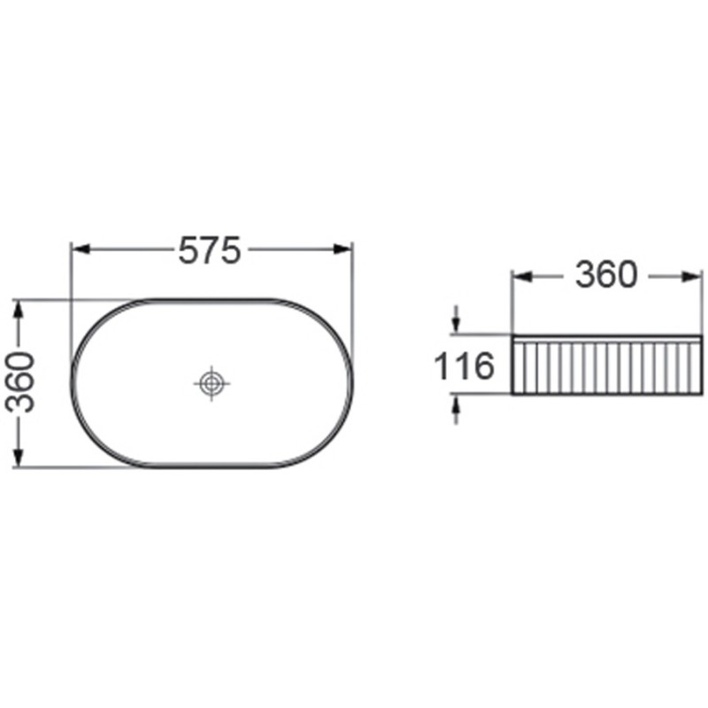 Mexen Grovo umývadlo na dosku ryhované 57 x 36 cm, biela - 22305700